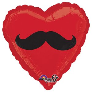 Fiesta Globos | 28 Inch Mustache Heart Fiesta Globos Fiesta Globos