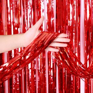 Fiesta Globos | 3Ft X 6.5Ft Foil Fringe Curtain – Metallic Red Fiesta Globos Fiesta Globos