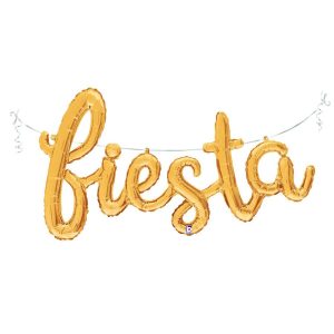 Fiesta Globos | 53 Inch Fiesta Script – Gold (Air-Fill Only) Fiesta Globos Fiesta Globos