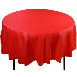 Fiesta Globos | 84 Inch Round Table Cover – Red Fiesta Globos Fiesta Globos