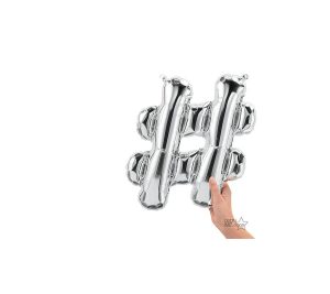 Foil Letters | 16 Inch Hashtag – Silver (Air-Fill Only) Foil Balloons Foil Letters