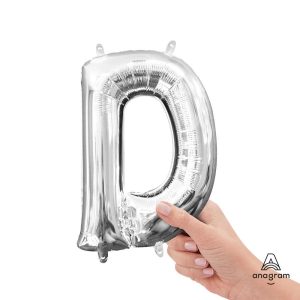 Foil Letters | 16 Inch Letter D – Anagram – Silver (Air-Fill Only) Foil Balloons Foil Letters