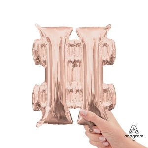 Foil Letters | 16 Inch Symbol # – Anagram – Rose Gold (Air-Fill Only) Foil Balloons Foil Letters