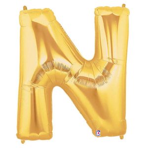 Foil Letters | 40 Inch Letter N – Gold Megaloon Foil Balloons Foil Letters