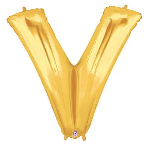 Foil Letters | 40 Inch Letter V – Gold Megaloon Foil Balloons Foil Letters