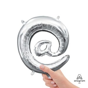 Foil Numbers | 16 Inch Symbol @ – Anagram – Silver (Air-Fill Only) Foil Balloons Foil Letters