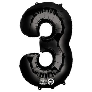 Foil Numbers | 34 Inch Number 3 – Anagram – Black Foil Balloons Foil Numbers