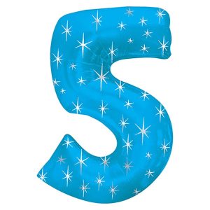 Foil Numbers | 38 Inch Number 5 – Blue Sparkle Foil Balloons Foil Numbers