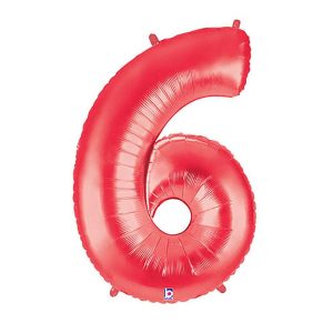 Foil Numbers | 40 Inch Number 6 – Red Megaloon Foil Balloons Foil Numbers