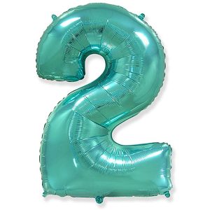 Foil Numbers | 42 Inch Number 2 – Teal Blue Foil Balloons Foil Numbers