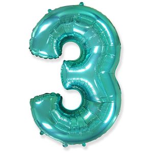 Foil Numbers | 42 Inch Number 3 – Teal Blue Foil Balloons Foil Numbers