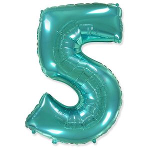 Foil Numbers | 42 Inch Number 5 – Teal Blue Foil Balloons Foil Numbers