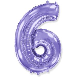 Foil Numbers | 42 Inch Number 6 – Party Brands – Lilac Purple Foil Balloons Foil Numbers