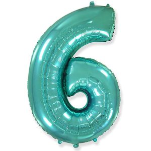 Foil Numbers | 42 Inch Number 6 – Teal Blue Foil Balloons Foil Numbers