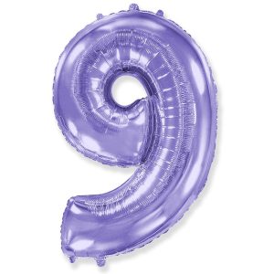 Foil Numbers | 42 Inch Number 9 – Party Brands – Lilac Purple Foil Balloons Foil Numbers