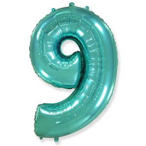 Foil Numbers | 42 Inch Number 9 – Teal Blue Foil Balloons Foil Numbers