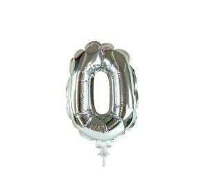 Foil Numbers | 7 Inch Self-Inflating Number 0 – Silver Foil Balloons Foil Numbers