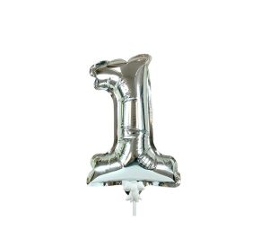 Foil Numbers | 7 Inch Self-Inflating Number 1 – Silver Foil Balloons Foil Numbers