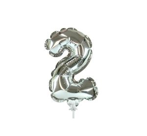 Foil Numbers | 7 Inch Self-Inflating Number 2 – Silver Foil Balloons Foil Numbers