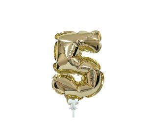 Foil Numbers | 7 Inch Self-Inflating Number 5 – Gold Foil Balloons Foil Numbers