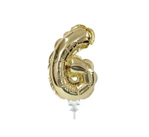 Foil Numbers | 7 Inch Self-Inflating Number 6 – Gold Foil Balloons Foil Numbers