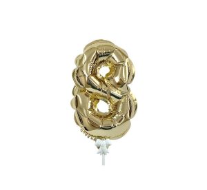 Foil Numbers | 7 Inch Self-Inflating Number 8 – Gold Foil Balloons Foil Numbers