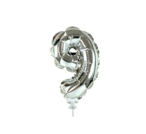 Foil Numbers | 7 Inch Self-Inflating Number 9 – Silver Foil Balloons Foil Numbers