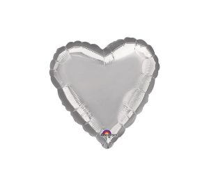 Hearts | 18 Inch Heart – Metallic Silver Foil Balloons Hearts