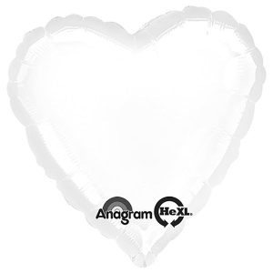 Hearts | 18 Inch Heart – Metallic White Foil Balloons Hearts