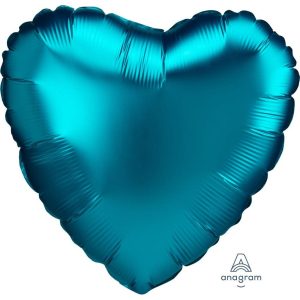 Hearts | 18 Inch Heart- Satin Luxe Aqua Foil Balloons Hearts