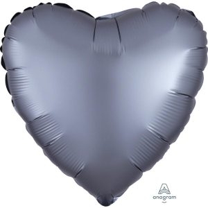 Hearts | 18 Inch Heart – Satin Luxe Graphite Foil Balloons Hearts