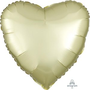 Hearts | 18 Inch Heart – Satin Luxe Pastel Yellow Foil Balloons Hearts