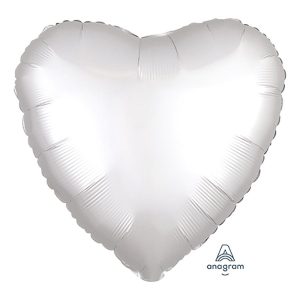 Hearts | 18 Inch Heart – Satin Luxe White Satin Foil Balloons Hearts