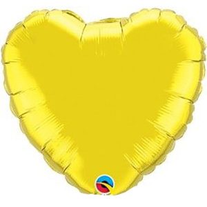 Hearts | 18 Inch Qualatex Heart – Citrine Yellow Foil Balloons Hearts