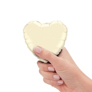 Hearts | 4 Inch Mini Heart – Pearl Ivory (Air-Fill Only) Foil Balloons Hearts