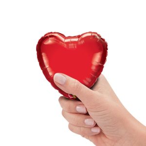 Hearts | 4 Inch Mini Heart – Ruby Red (Air-Fill Only) Foil Balloons Hearts