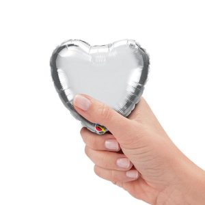 Hearts | 4 Inch Mini Heart – Silver (Air-Fill Only) Foil Balloons Hearts