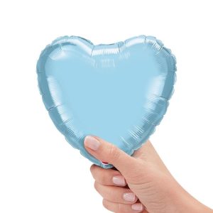 Hearts | 9 Inch Heart – Pearl Light Blue (Air-Fill Only) Foil Balloons Hearts