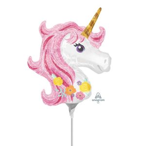 Minishapes | 10 Inch Magical Unicorn Mini Shape (Air-Fill Only) Foil Balloons Minishapes