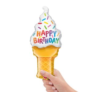 Minishapes | 14 Inch Birthday Ice Cream Cone Mini Shape (Air-Fill Only) Foil Balloons Minishapes