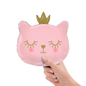 Minishapes | 14 Inch Cat Princess Mini Shape (Air-Fill Only) Foil Balloons Minishapes