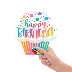 Minishapes | 14 Inch Mini Birthday Ombre Cupcake (Air-Fill Only) Foil Balloons Minishapes