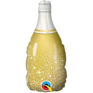 Minishapes | 14 Inch Mini Gold Bubbly Wine Bottle (Air Fill Only) Foil Balloons Minishapes