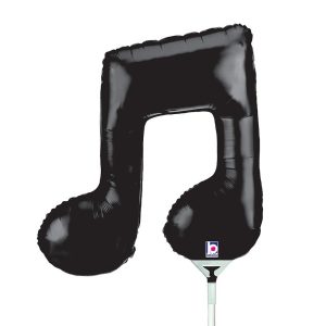 Minishapes | 14 Inch Music Note Double – Black Mini Shape (Air-Fill Only) Foil Balloons Minishapes