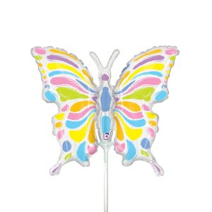 Minishapes | 14 Inch Pastel Butterfly Mini Shape (Air-Fill Only) Foil Balloons Minishapes