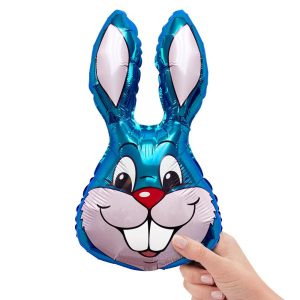 Minishapes | 16 Inch Rabbit – Blue Mini Shape (Air-Fill Only) Foil Balloons Minishapes