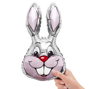 Minishapes | 16 Inch Rabbit – Gray Mini Shape (Air-Fill Only) Foil Balloons Minishapes