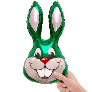 Minishapes | 16 Inch Rabbit – Green Mini Shape (Air-Fill Only) Foil Balloons Minishapes