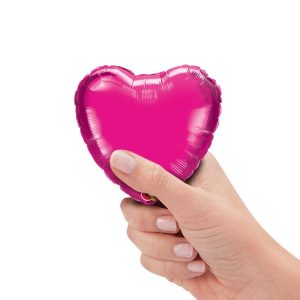 Minishapes | 4 Inch Mini Heart – Magenta (Air-Fill Only) Foil Balloons Hearts