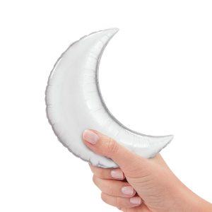 Minishapes | 9 Inch Crescent Moon – Silver (Air-Fill Only) Crescent Moons Crescent Moons